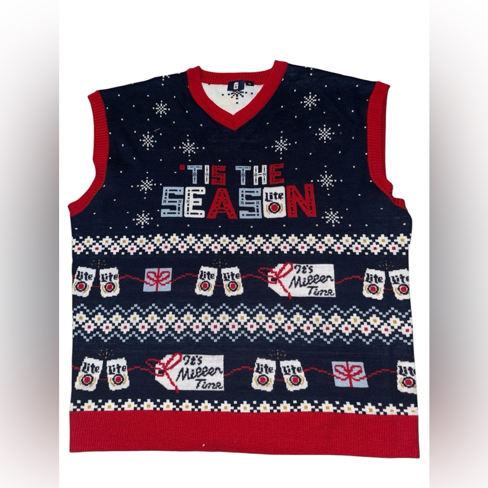 Miller Lite Christmas Sweater Vest XXL